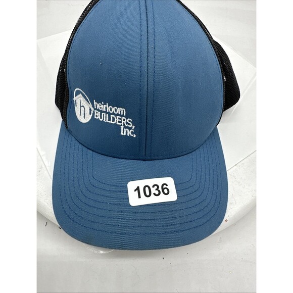 Heirloom Builders Hat  Trucker Cap Blue Black Adjustable SnapBack - Picture 9 of 9